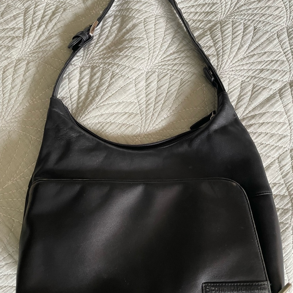 Sleek Black leather Hobo Bag